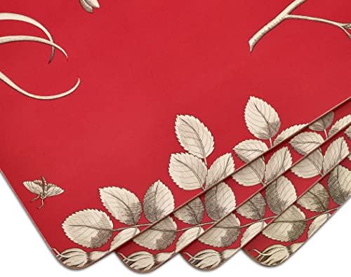 PIMPERNEL SANDERSON ETCHINGS & ROSES אוסף אדום אוסף PLACEMATS | סט של 4 | מחצלות עמידות בחום